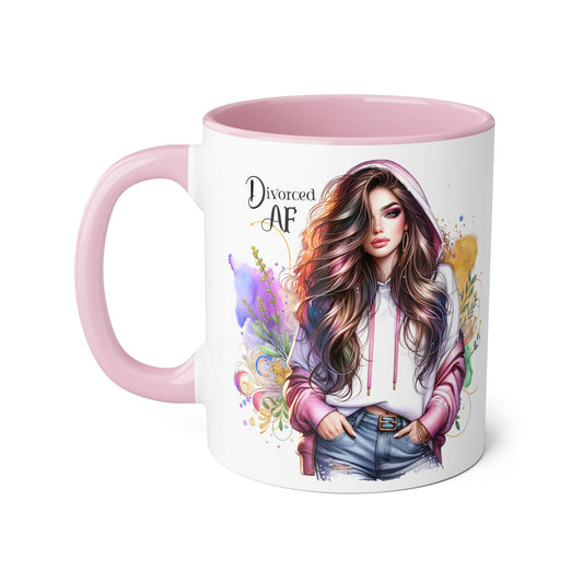 Divorced AF Accent Mug, 11oz - Empowering Coffee Cup for Strong Women, Gift for Divorcee, Self-Care Mug, Celebrate New Beginnings