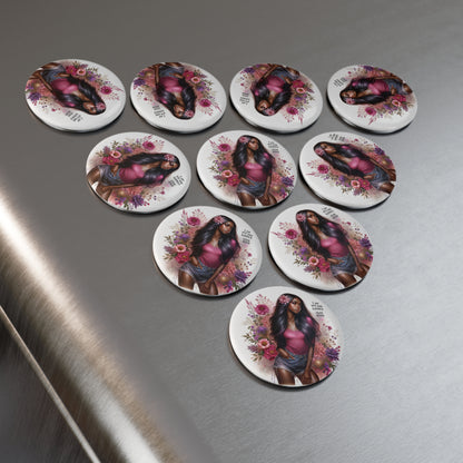 Floral Inspirational Button Magnet - "I Am My Own Happily Ever After "
