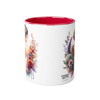 Straight Outta Divorced Humoristic Floral Art Mug, Personalized Gift Mug, Wedding Gift, Coffee Mug, Inspirational Mug, Colorful Accent Mug