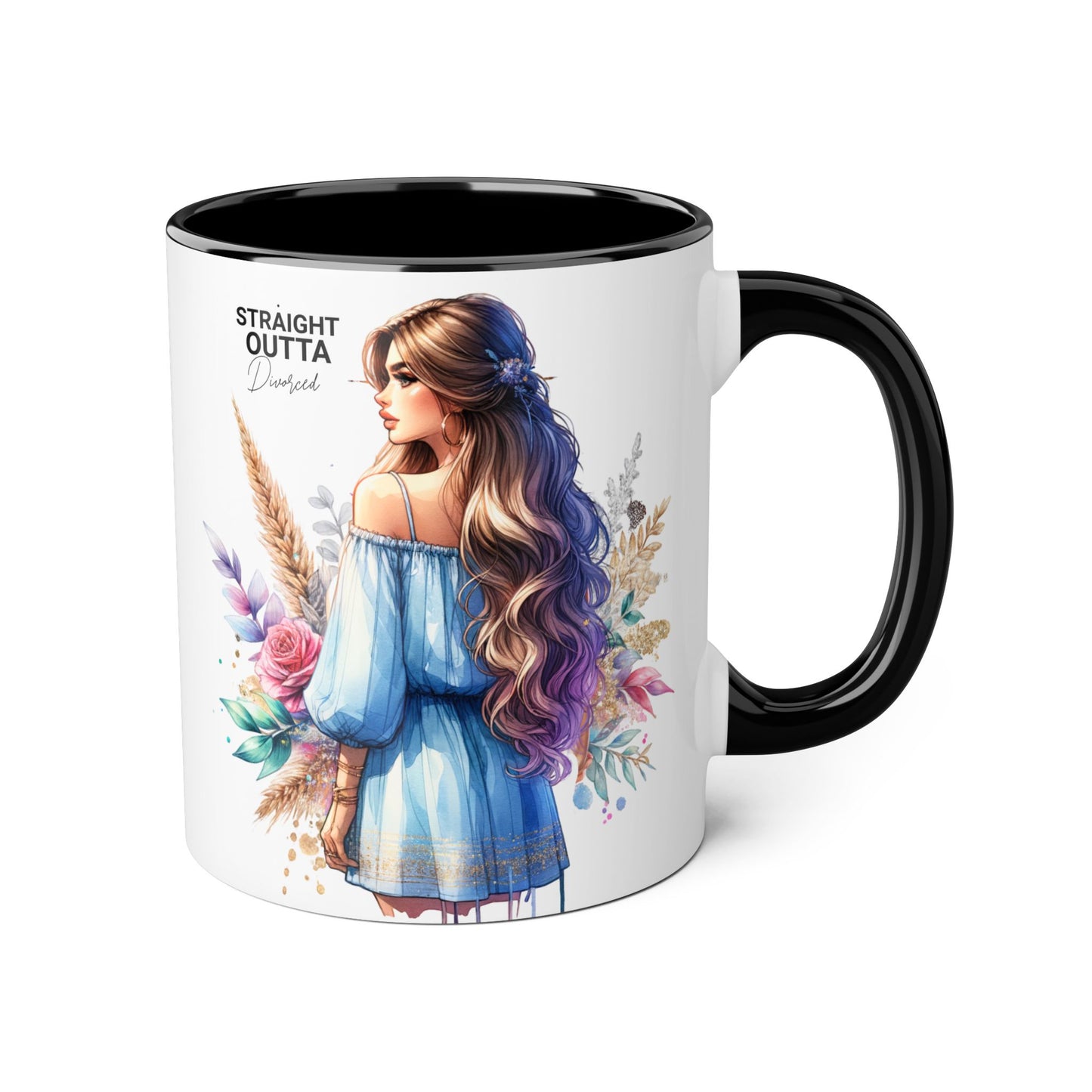 Straight Outta Divorced Humoristic Artistic Accent Mug -  Inspiring Gift for Her, Coffee Tea Cup, Home & Kitchen Decor, Personalized Unique Gift