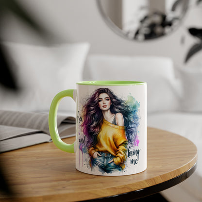 Colorful Inspirational Accent Mug, Free and Loving Me Coffee Cup, Artistic Drinkware Gift for Her, Vibrant Daily Motivation, Birthday [...]
