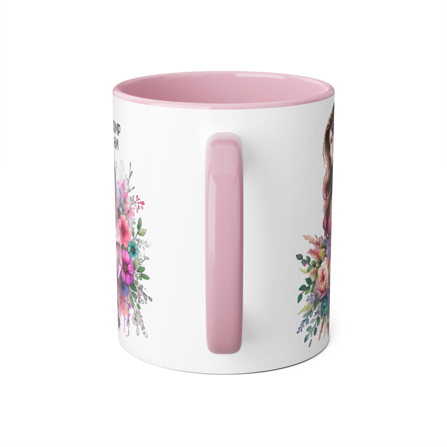 Floral Accent Mug, 11oz Coffee Cup, Gift for Her, Inspirational Mug, Cute Floral Design, Self-Love Coffee Mug