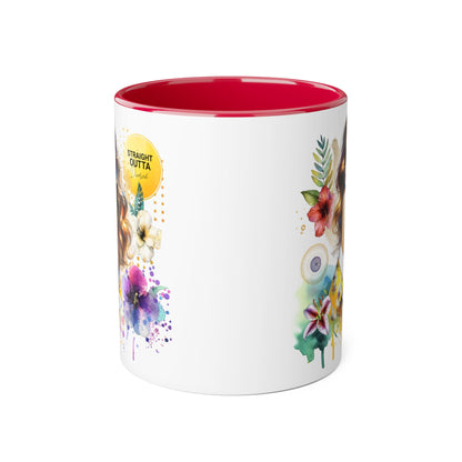 Straight Outta Divorced Humoristic Vibrant Accent Mugs, Floral Coffee Cup, Artistic Drinkware, Gift for Her, Home Decor, Unique Mug