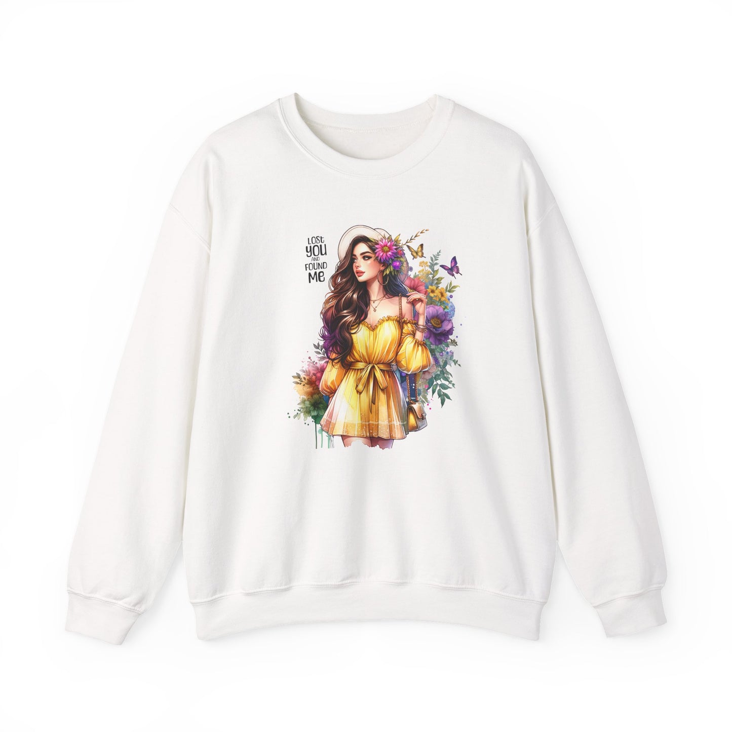 Lost You And Found Me Floral Art Crewneck Sweatshirt, Cozy Unisex Sweater, Gift for Her, Spring Fashion, Inspirational Apparel