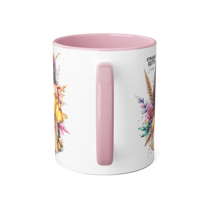 Straight Outta Divorced Humoristic Chic Floral Accent Mug, Stylish Coffee Cup, Trendy Teacup, Unique Gift for Friends, Perfect for Birthdays and Celebrations