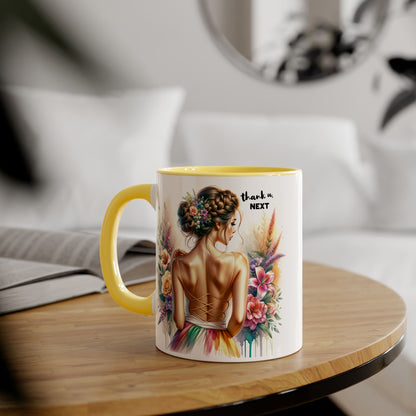 Thank U, Next Floral Artwork Accent Mug, Thank U Next Coffee Mug, Gift for Her, Floral Style Drinkware, Unique Home Decor