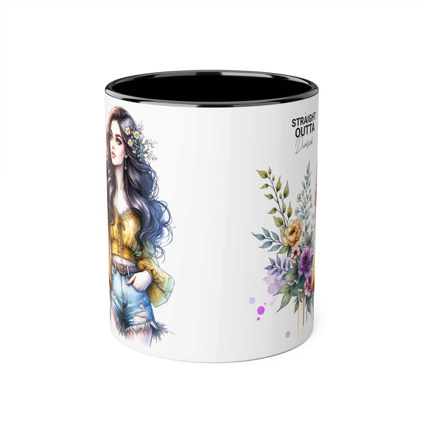 Straight Outta Divorced Humoristic Stylish Floral Accent Mug, Perfect for Coffee Lovers, Gift for Her, Home Decor, Mother's Day, Birthday, Everyday Use