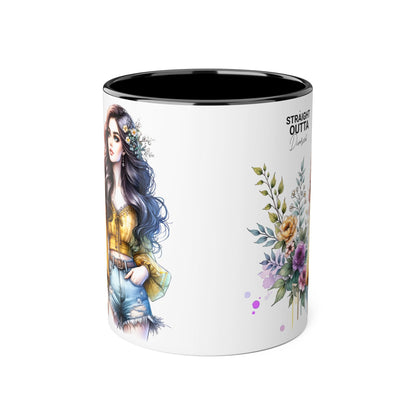 Straight Outta Divorced Humoristic Stylish Floral Accent Mug, Perfect for Coffee Lovers, Gift for Her, Home Decor, Mother's Day, Birthday, Everyday Use