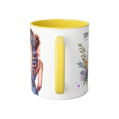 Straight Outta Divorced Humoristic Floral Art Coffee Mug, Gift for Her, Unique Coffee Cups, Floral Mugs for Any Occasion