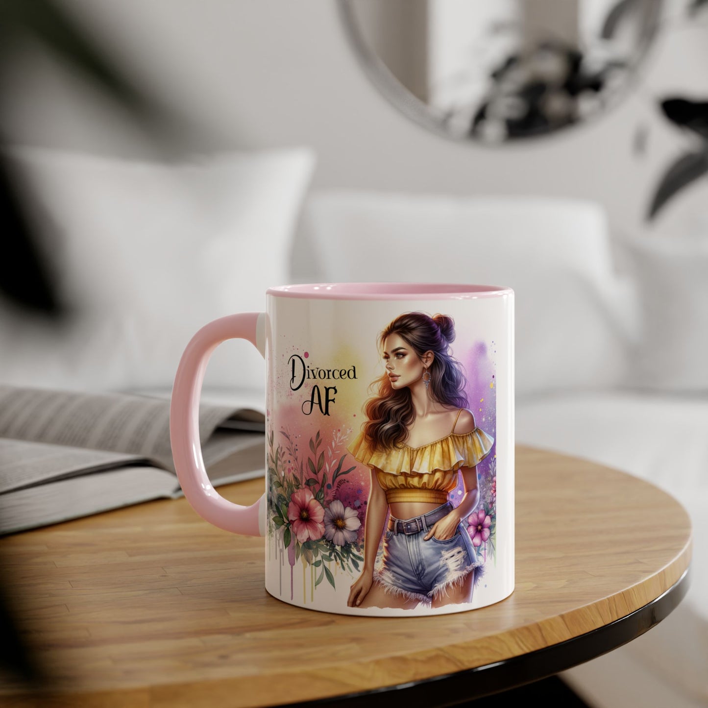 Divorced AF Accent Mug, Floral Coffee Cup, Empowerment Gift, Self-Care Mug, Funny Divorce Coffee Mug, Unique Drinkware