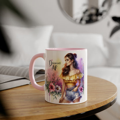 Divorced AF Accent Mug, Floral Coffee Cup, Empowerment Gift, Self-Care Mug, Funny Divorce Coffee Mug, Unique Drinkware