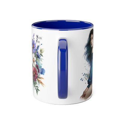Bohemian Accent Mug - Yuck Fou Floral Design, Gift for Artists, Unique Coffee Cup, Home Decor, Stylish Drinkware