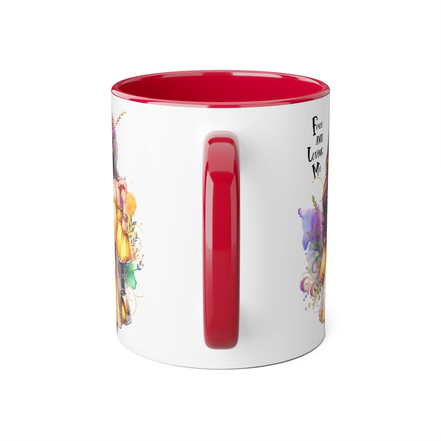 Free and Loving Me Vibrant Accent Mug, Colorful Coffee Cup for Self-Care