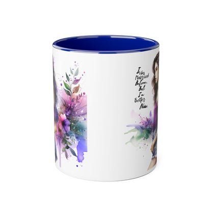 I Was Married Before But I'm Better Now Humoristic Empowered Woman Mug, Inspirational Coffee Cup, Motivational Gift for Her, Affirmation Mug, Unique Artwork Mug
