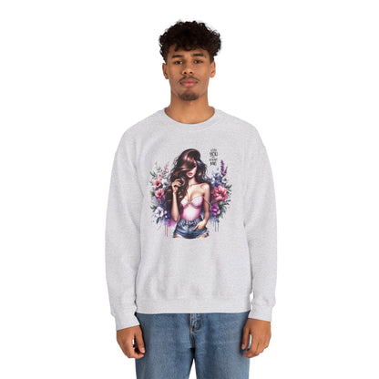 Lost You And Found Me Floral Graphic Crewneck Sweatshirt, Vibrant Sweatshirt, Cozy Casual Wear, Gift for Her, Floral Apparel, Spring Fashion