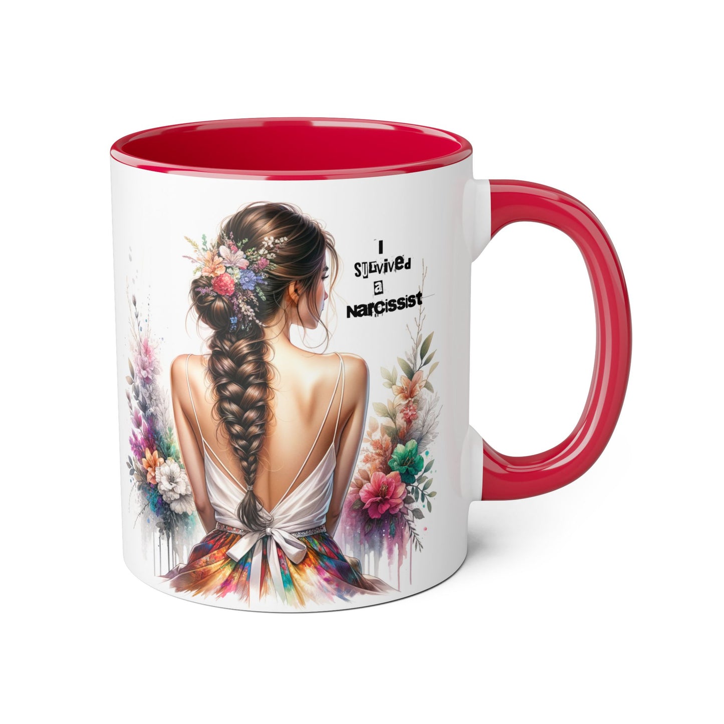 Beautiful Narcissist Accent Mug, Coffee Cup for Nature Lovers, Floral Mug, Birthday Gift, Self-Love, Inspirational Drinkware