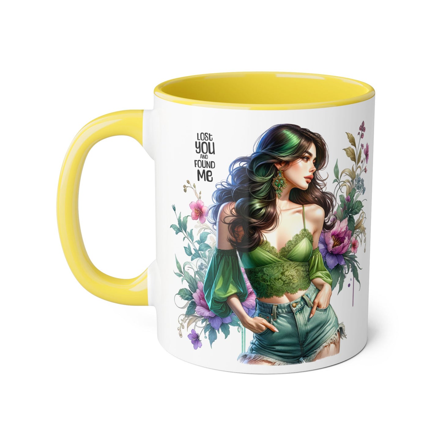 Lost You and Found Me Whimsical Floral Accent Mug for Nature Lovers, Unique Gift for Friends, Home Décor, Coffee Tea Drinkware, Thoughtful Gift Idea