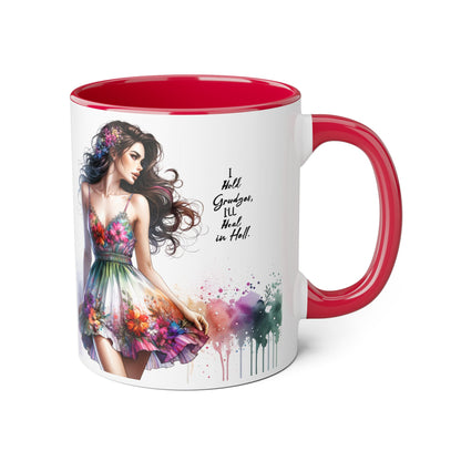I Hold Grudges, I'll Heal in Hell Floral Art Accent Mug | Inspirational Gift for Her, Coffee Lover, Tea Time, Home Decor, Unique Birthday Present