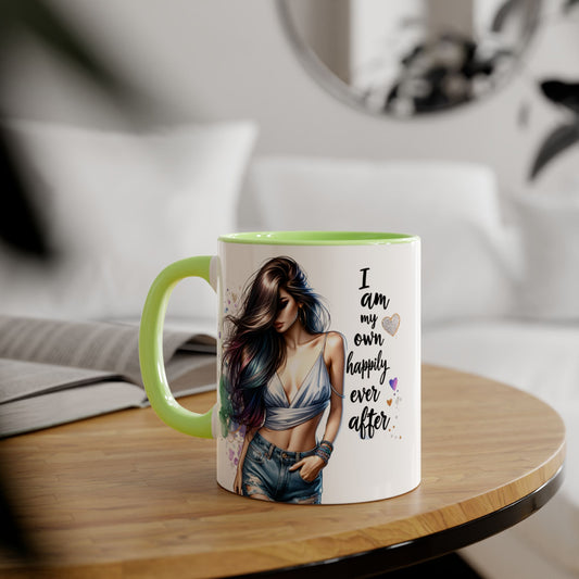 Empowerment Accent Mug - 11oz Inspirational Coffee Cup, 'I Am My Own Happily Ever After' Design
