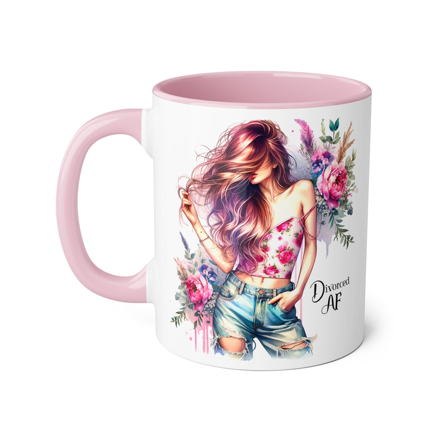 Diamond AF Floral Accent Mug - Stylish Coffee Cup, Great Gift for Her, Birthday, Friendship, Self-Care