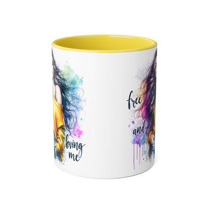 Colorful Inspirational Accent Mug, Free and Loving Me Coffee Cup, Artistic Drinkware Gift for Her, Vibrant Daily Motivation, Birthday [...]