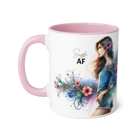 Stylish Accent Mug, Coffee Lover Gift, Floral Design Mug, Trendy Drinkware, Unique Gift for Her, Simple AF Mug