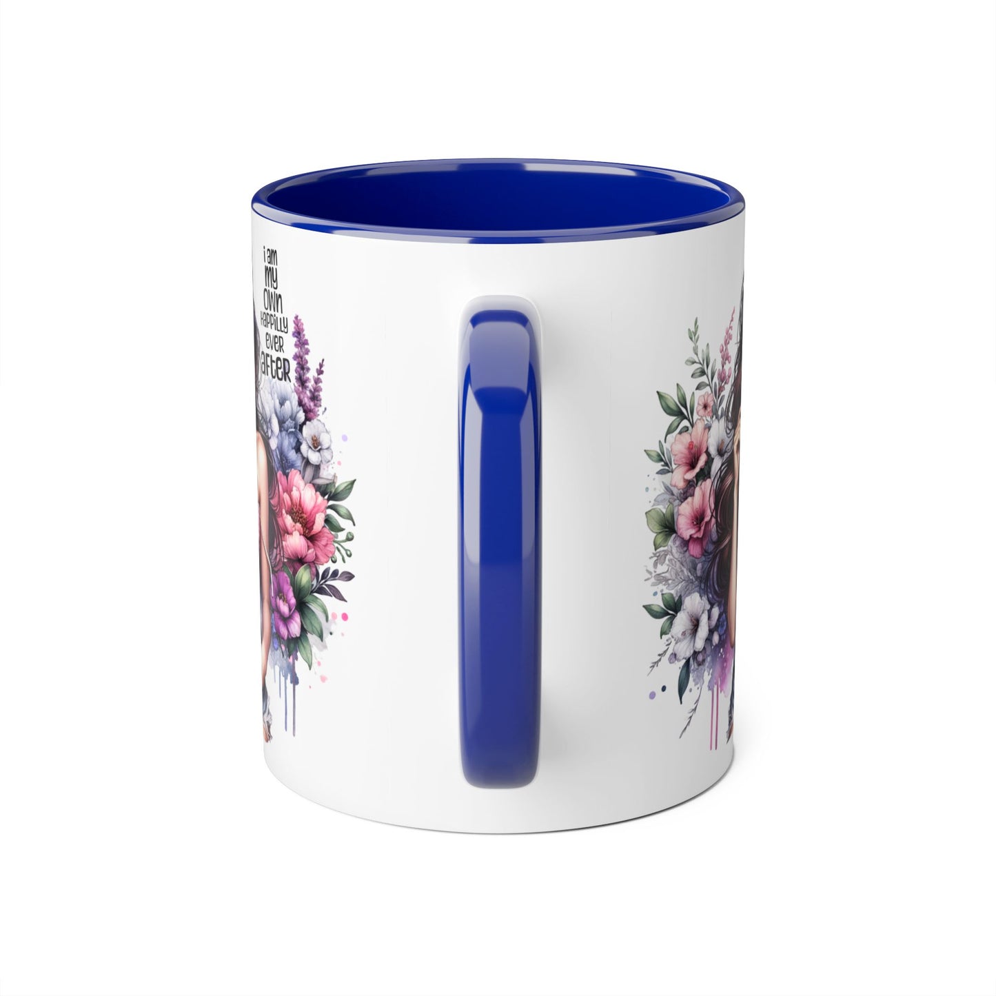 I Am My Own Happily Ever After Empowered Floral Accent Mug, Encouragement Gift for Women, Inspirational Coffee Cup, Self-Love Decor, Black Handle Mug