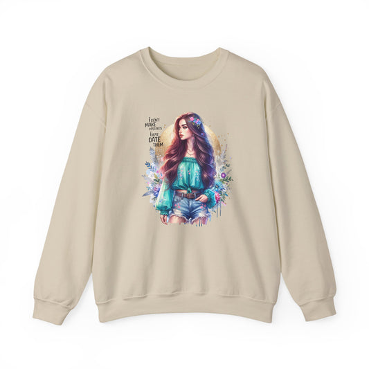 I Don`t  Make Mistakes, I Just Date Them Colorful Bohemian Crewneck Sweatshirt, Cozy Apparel, Unique Gift, Casual Wear, Inspirational Fashion, Artist Design