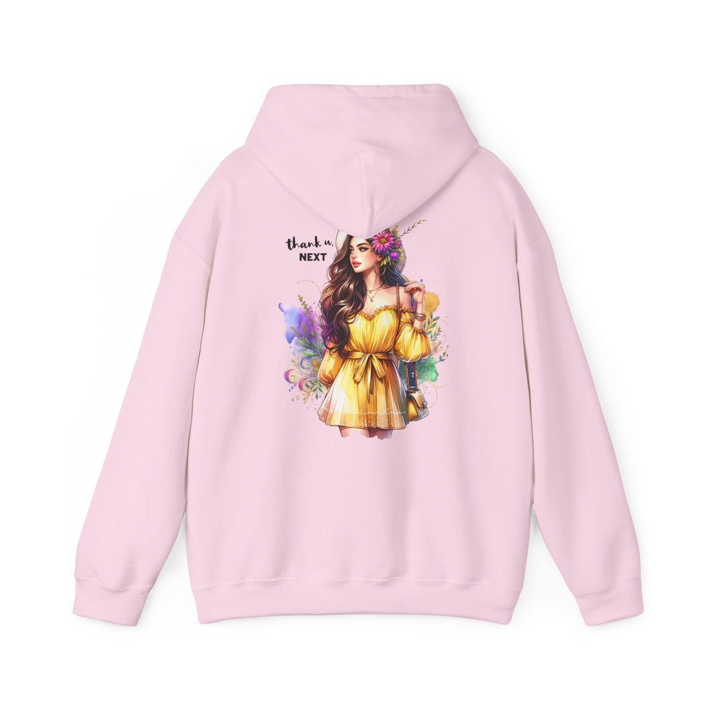 Thank U, Next Whimsical Fairy Art Hooded Sweatshirt, Cozy Apparel, Unique Gift, Casual Wear, Comfortable Layer