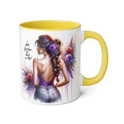 I Hold Grudges, I'll Heal in Hell Colorful Floral Accent Mug, Inspirational Mug, Gift for Friends, Coffee Lover Mug, Unique Tea Mug, Motivational Drinkware