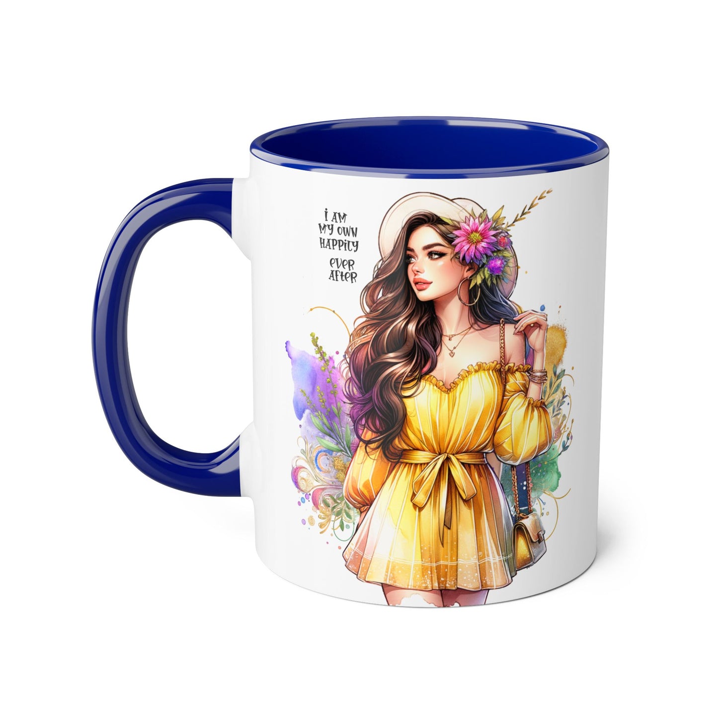 I Am My Own Happily Ever After Empowered Woman Accent Mug - 11oz Black Trim | Inspirational Coffee Cup | Perfect Gift for Friends & Self-Care