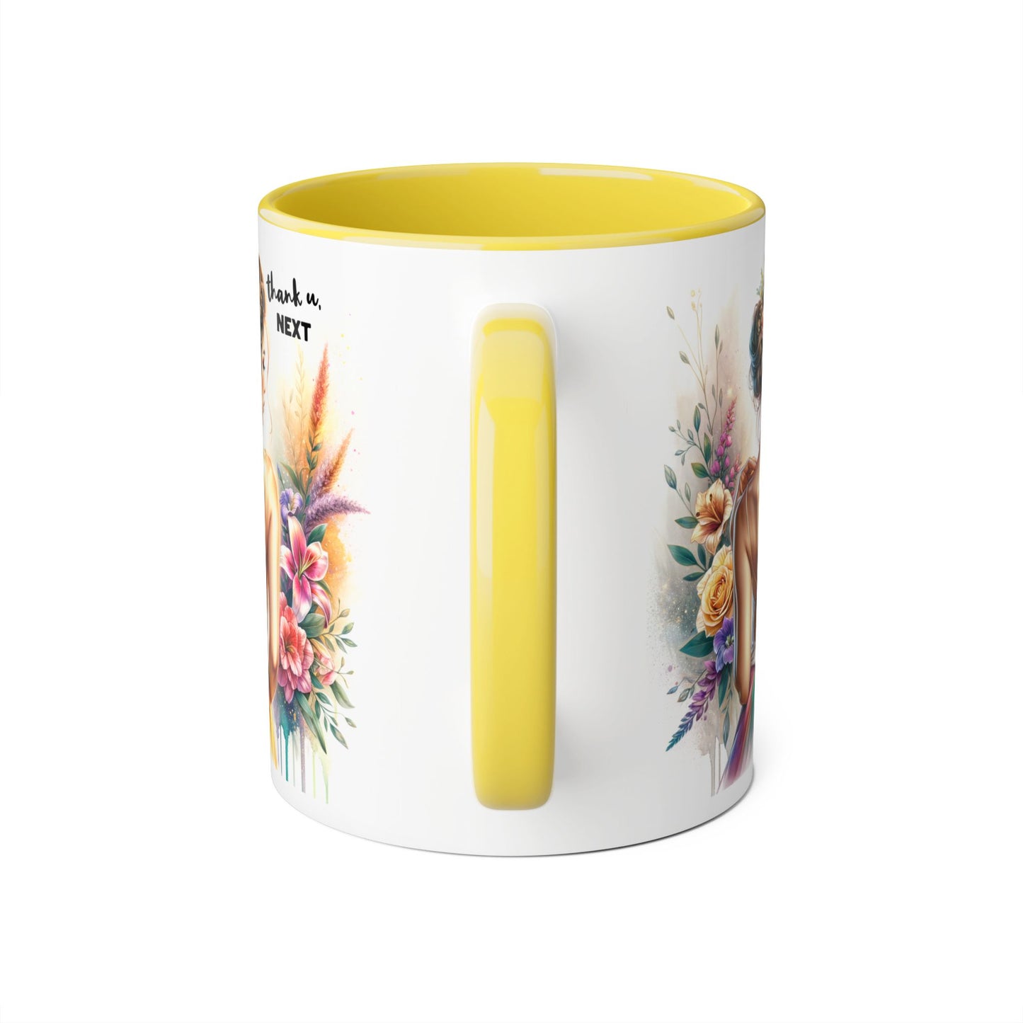 Thank U, Next Floral Artwork Accent Mug, Thank U Next Coffee Mug, Gift for Her, Floral Style Drinkware, Unique Home Decor