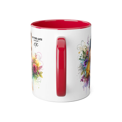 I'm Too Cute For My Ex Colorful Accent Mug with Floral Design, Unique Coffee Cup, Boho Chic Gift, Fun Ex Statement Mug, Artistic Drinking Mug, Cute Ceramic [...]