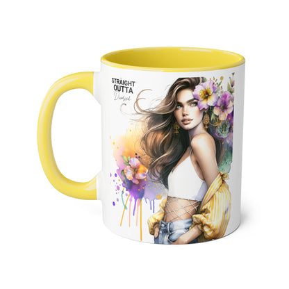 Straight Outta Divorced Humoristic Chic Floral Art Mug - Stylish Coffee Cup for Home or Office, Perfect Gift for Birthdays, Mother’s Day, or Coffee Lovers