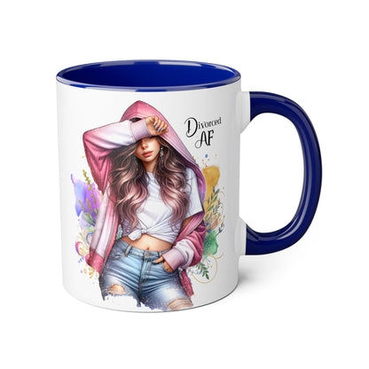 Trendy Accent Mug - 'Divorced AF' Design, Chic Gift for Friends, Coffee Lovers, Inspirational Drinkware, Birthday, Everyday Use