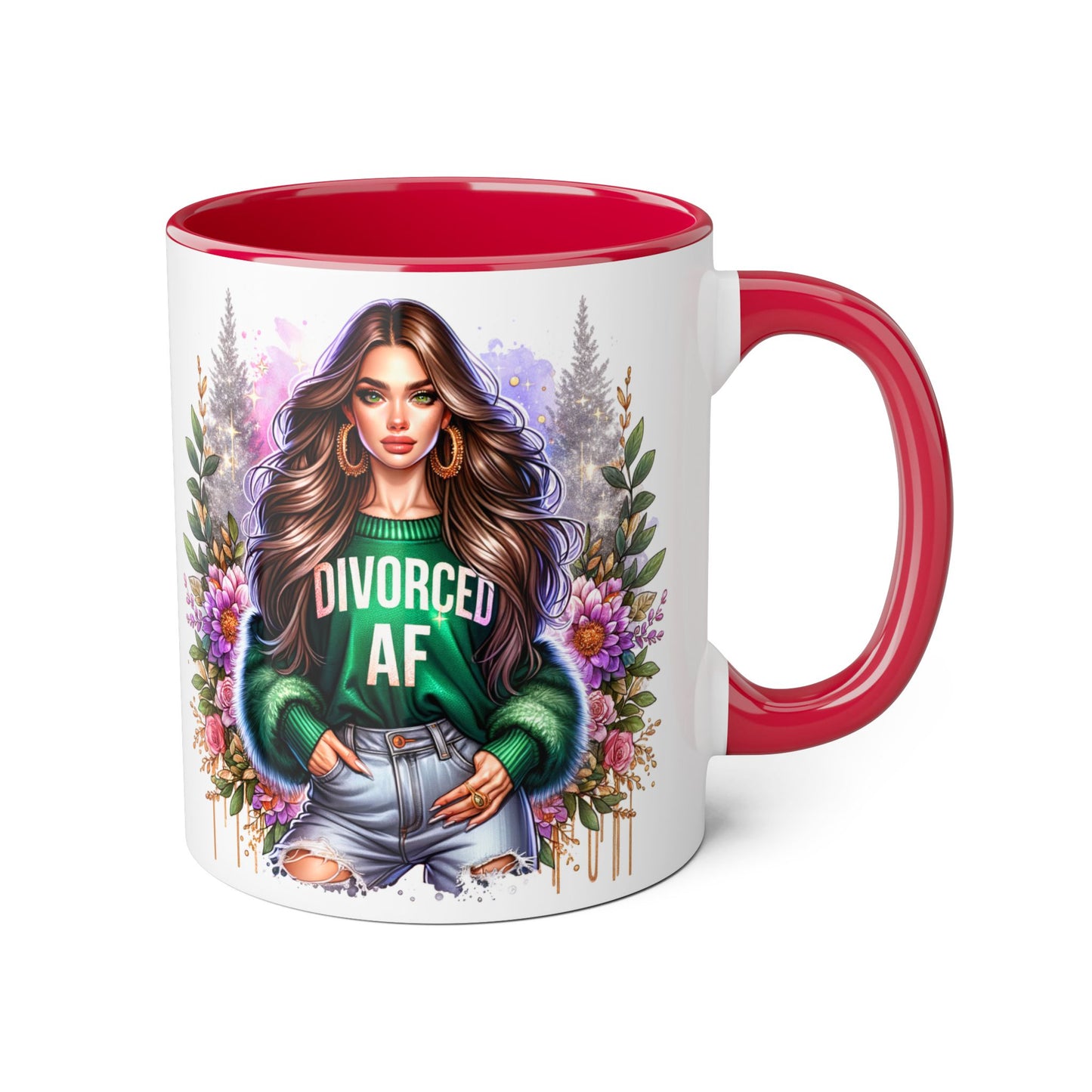Stylish Accent Mugs for Empowering Sips, Floral Artwork, Perfect Gift for Divorced Friends, Motivational Tea or Coffee Cup