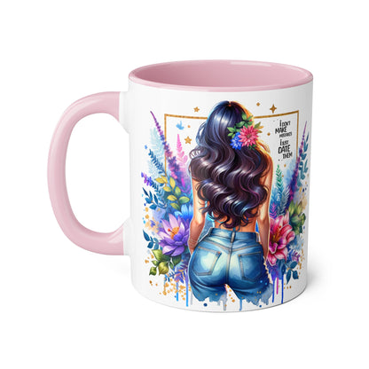 I Don't Make Mistakes, I Date Them Floral Aesthetic Mug, Vibrant Coffee Cup Gift, Boho Decor, Nature Lover, Inspirational Quote, Home Office Accessory