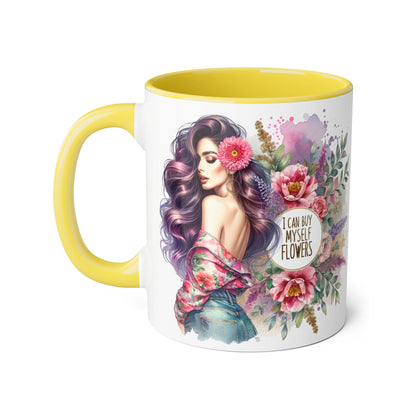 I Can Buy Myself Flowers Floral Inspiration Mug, Unique Gift for Her, Coffee Cup, Self-Care Item, Beautiful Floral Design
