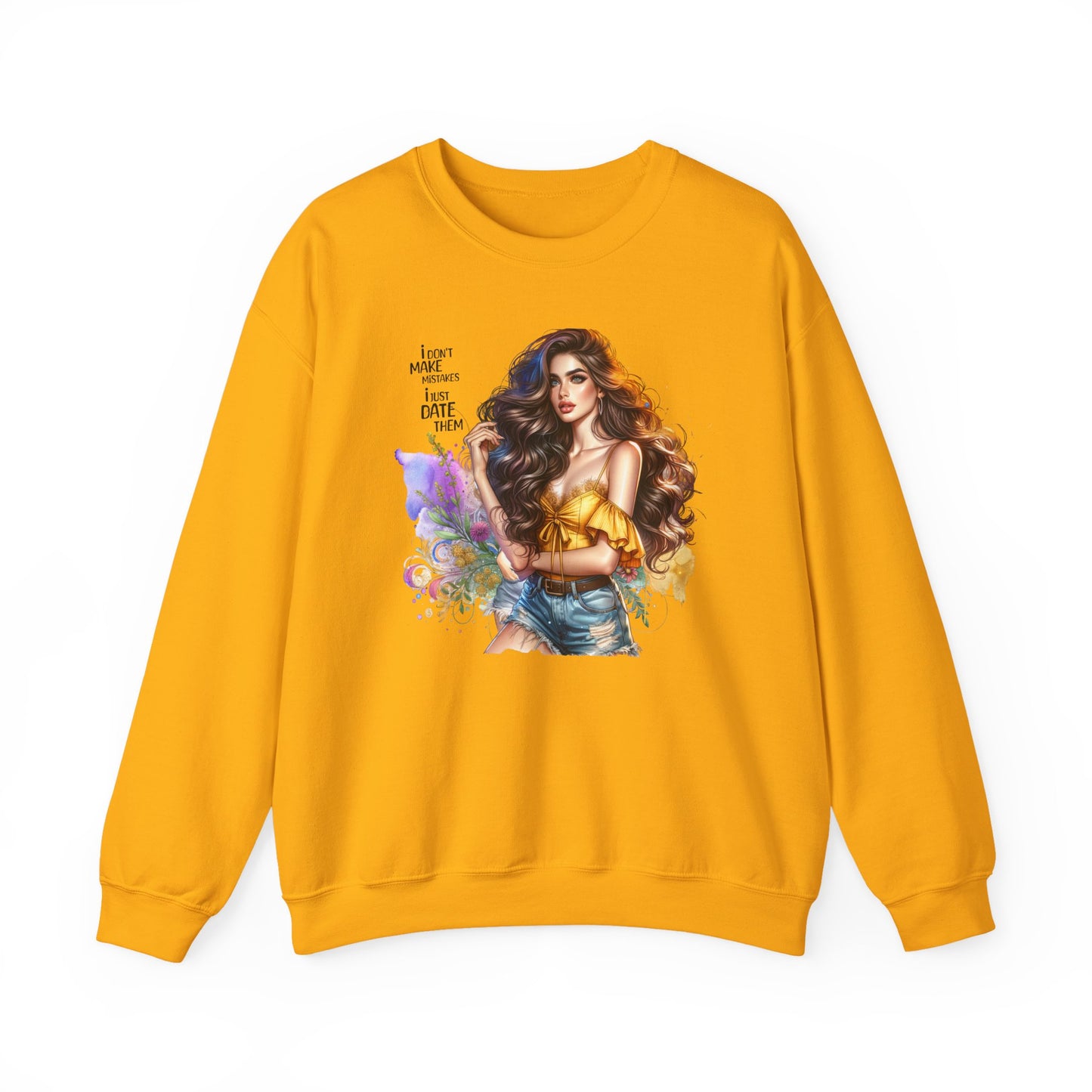 I Don`t  Make Mistakes, I Just Date Them Artistic Crewneck Sweatshirt - Perfect for Casual Outings, Gifts, Festivities, and Everyday Comfort, Featuring Colorful Designs