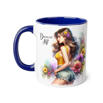 Divorced AF Floral Accent Mug, Humor Coffee Cup, Gift for Divorce Celebration, Self-Love Mug, Unique Present for Her