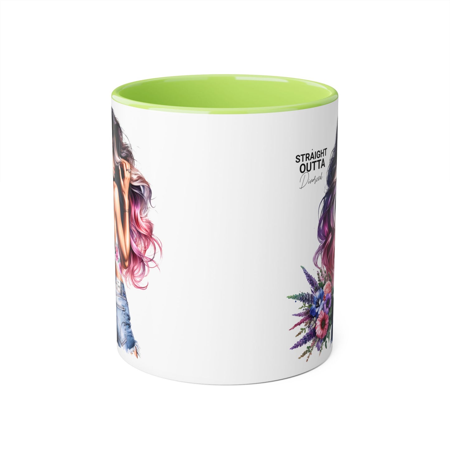 Straight Outta Divorced Humoristic Chic Accent Mugs for Trendy Coffee Lovers | Floral Design, Gifts for Her, Home Decor, Unique Kitchenware, Straight Outta Mug