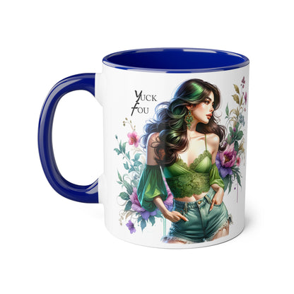 Yuck Fou Vibrant Accent Mug with Floral Design, Gift for Coffee Lovers, Artistic Coffee Mug, Unique Home Decor, Birthday Present, Tea Mug