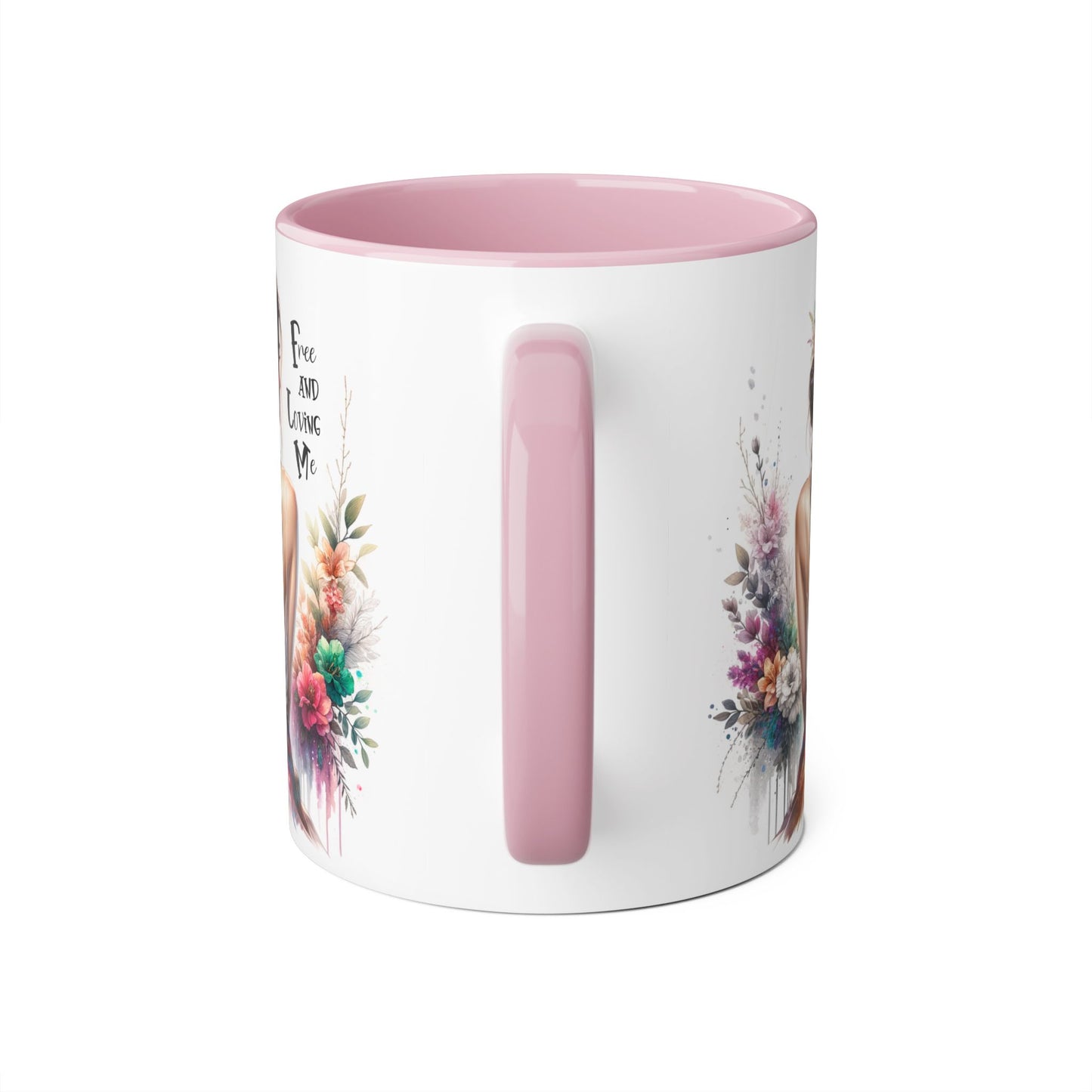 Floral Art Mug - 'Free and Loving Me', Coffee Cup, Gift for Her, Home Decor, Personalized Drinkware, Inspirational Mugs, Floral Design