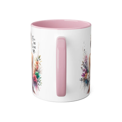 Floral Art Mug - 'Free and Loving Me', Coffee Cup, Gift for Her, Home Decor, Personalized Drinkware, Inspirational Mugs, Floral Design