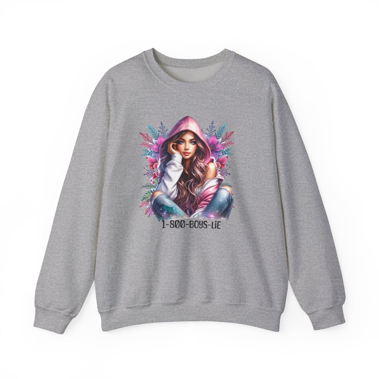 1-800-Boys-Lie Chic Floral Sweatshirt, Cozy Crewneck, Fall Fashion, Gift for Her, Self-Care Sweater, Cute Relaxed Fit