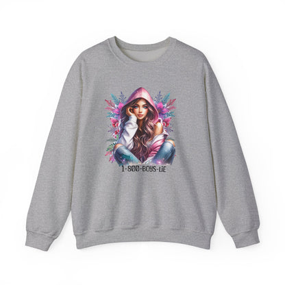 1-800-Boys-Lie Chic Floral Sweatshirt, Cozy Crewneck, Fall Fashion, Gift for Her, Self-Care Sweater, Cute Relaxed Fit