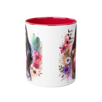 Vibrant Floral Accent Mug - Love, Pain, Alone, Repeat | Perfect Gift for Friends, Birthdays, Affirmation Mug, Coffee Lover