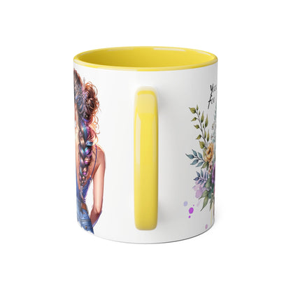 Yuck Fou Floral Inspirational Accent Mug, 11oz Coffee Cup, Gift for Her, Motivational Quote Beverage Holder, Rustic Home Decor