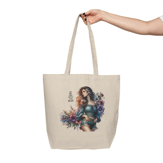 I Am My Own Happily Ever After  Bohemian Canvas Shopping Tote Bag, Eco-Friendly Market Bag, Floral Design Tote, Gift for Her, Everyday Use, Beach or Grocery Tote