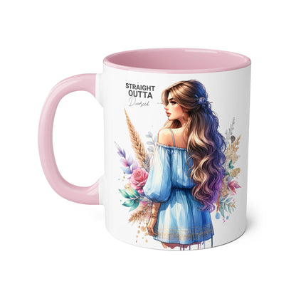 Straight Outta Divorced Humoristic Artistic Accent Mug -  Inspiring Gift for Her, Coffee Tea Cup, Home & Kitchen Decor, Personalized Unique Gift